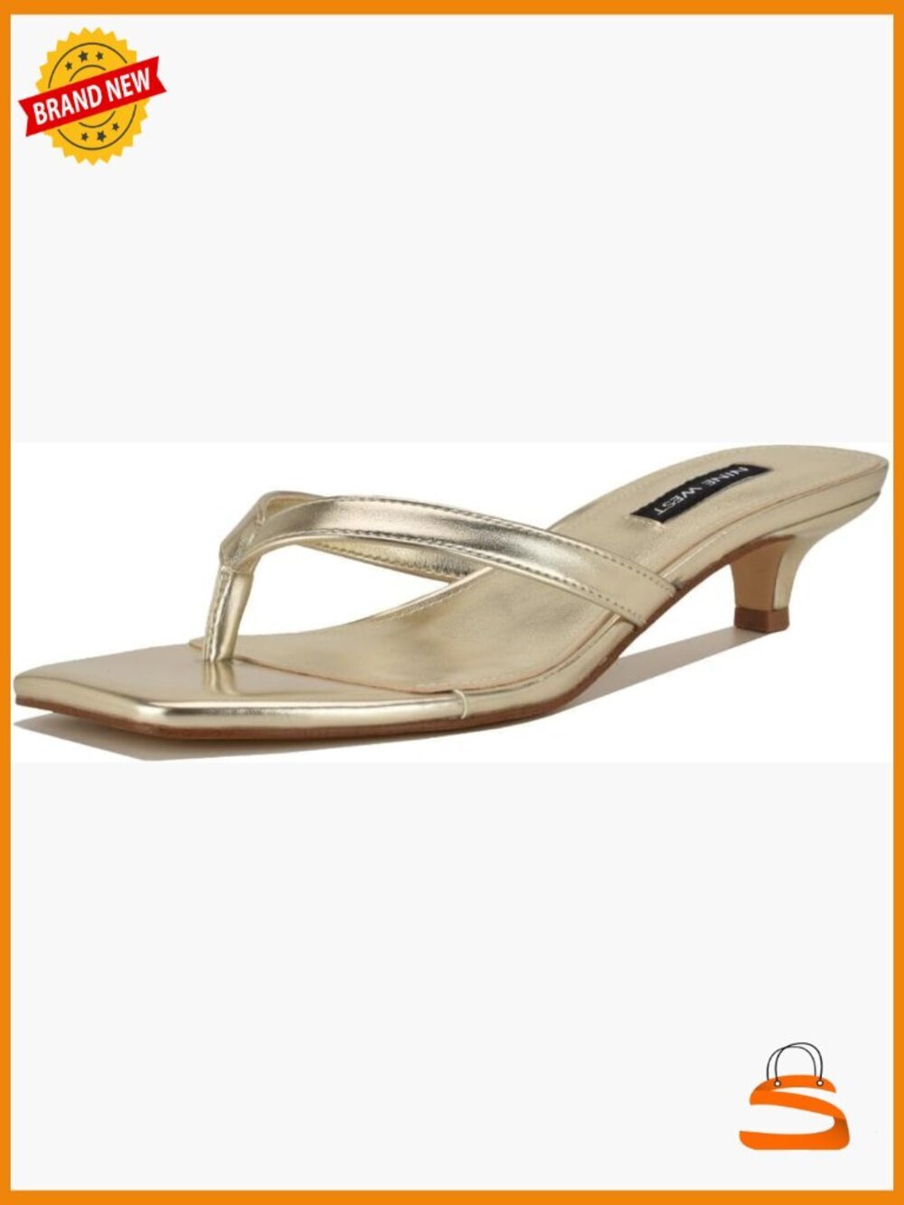 Heeled Sandals with Open Square Toe and Kitten Heel